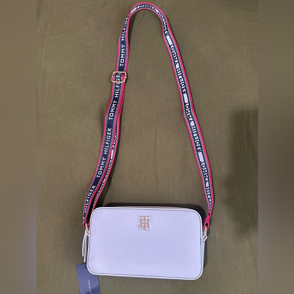 Tommy Hilfiger White and Navy Crossbody Bag
